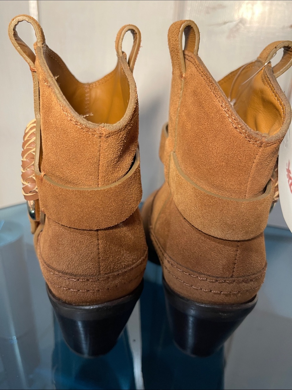 See By Chloe Chloé Hana Booties Brown Suede Ankle Booties Ring Detail NWOB 6 - Picture 3 of 9